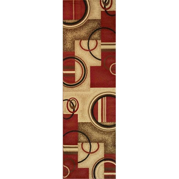 Perfectpillows Barclay Arcs and Shapes 2 ft. 3 in. x 7 ft. 3 in. Runner Rug in Red PE2589423